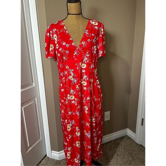 MISSLOOK Dresses & Skirts - MissLook Women’s Coral Floral Print Maxi Dress Size 2XL Ultralight